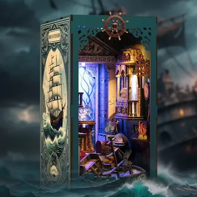 Zdjęcie produktu dla Miniaturowy domek Book Nook - Zagadka Czarnej Perły - Puzzle 3D - 216 elementów - Domek miniaturowy - z LED