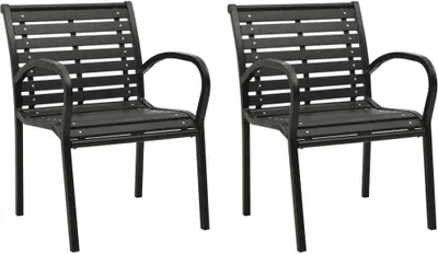 Produktbild von Gartenstühle 2 Stk. Stahl und WPC Schwarz