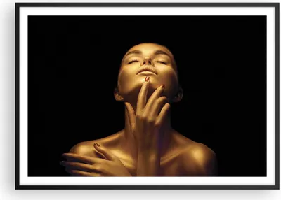 Produktbild von Gerahmtes Poster - Schwarzer Rahmen - Gold Frau Stück - 100x70 cm - Wand Bild - Wanddeko - Wandbilder - Kunstposter - Wandposter - Bilderrahmen - Bilder - Kunstdruck - P2BAA100x70-4573