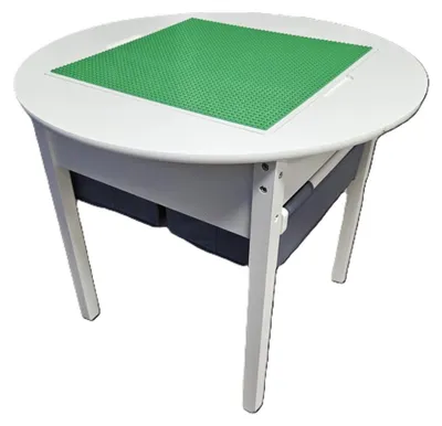 Imagen del producto de Mesa + tablero para bloques de construcción 2 en 1 BDMU KIDS, con contenedores espaciosos y un compartimento de almacenamiento
