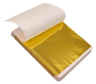 Obrázok produktu pre Imitačná zlatá fólia, 100 kusov, rozmer 8,5 x 8 cm, vhodná na kreatívne projekty a dekorácie