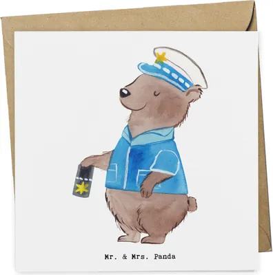 Produktbild von Mr. & Mrs. Panda Grußkarte Polizeivollzugsbeamter Herz - Weiß - Geschenk, anlasskarte, Polizist, faltkarte, Polizei, Klappkarte, doppelkarte, Glückwunschkarte