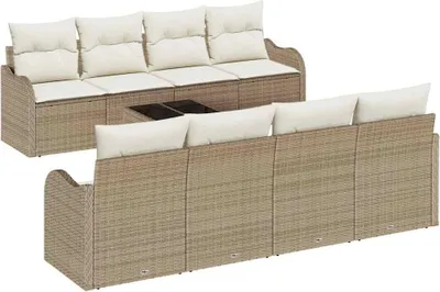 Image de vidaXL Ensemble de canapés de jardin beige 55 x 55 x 37 cm Poly-rotin
