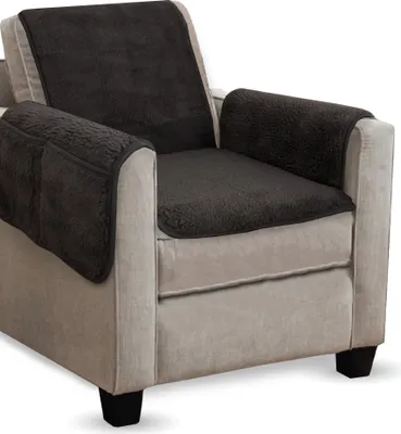 Image de Protège-fauteuil aspect velours d'agneau - 140x144cm Anthracite