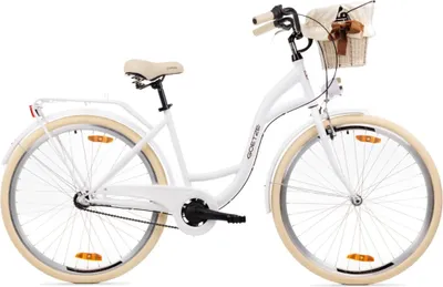 Produktbild von Goetze Style 28 Zoll City Bike, 18 Zoll Stahl Tiefeinsteiger, 3-Gang Shimano Nexus, Rücktrittbremse & V-Brake , LED-Beleuchtung, Rattankorb