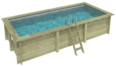 Immagine prodotto di Piscina in legno AQUA 6.1 x 2.85 - H.1.31 m, grigio, Su telaio - senza cementazione