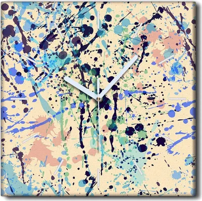 Produktbild von Coloray Uhr auf Leinwand 30x30 cm Wand Uhr Dekoration Wohnzimmer Segeltuch weiße Zeiger -Abstraktion Kunst Aquarelle