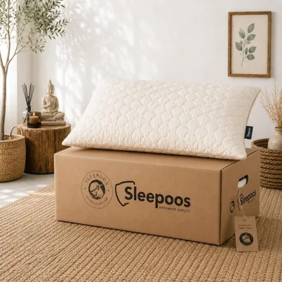 Produktbild von Sleepoos Kissen aus 70 % Baumwolle und 30 % Wolle, Füllung anpassbar
