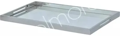 Image de Miroir rectangulaire en verre, monture en acier inoxydable (SS/NI), dimensions 56x36x3 cm