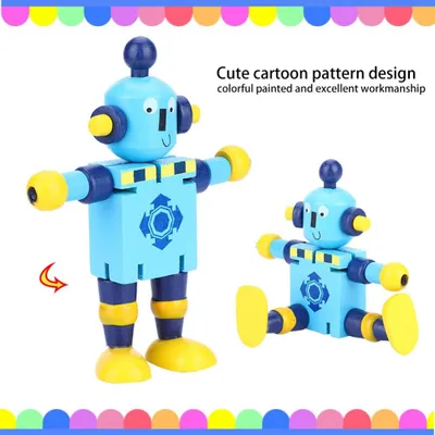 Produktbild von Hölzerne Walnusspuppen, Roboter, Aktionsspielzeug, flexible Gelenke, Geschenk für Kinder