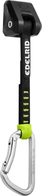 Express-Set "Jim Steel Set II" von Edelrid mit schwarzem Band und silbernem Karabiner.