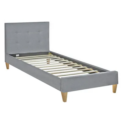 Produktbild von Homestyle4u Polsterbett 90x200 mit Matratze mit ® Standard 100 Lattenrost Jugendbett Stoffbett Bettgestell Bett Grau