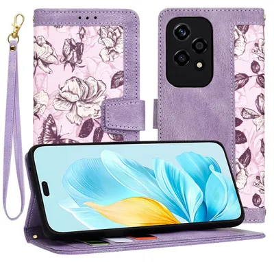 Produktbild von Techsuit FlipCraft Book Wallet Klapphülle mit Kabel für HONOR 200 Lite - Mysterious Purple