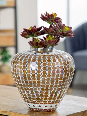 Obrázok produktu pre Gilde Vase, bauchig, Allegra, graphisch, Glas, braun, VE 2, D. 23 cm Höhe: 23.00 cm Durchmesser: 23.00 cm 59164