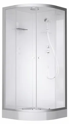 Immagine prodotto di Doccia completa MARWELL Doccia completa Silver Round 90 x 90 x 217 cm - Doccia rotonda con ingresso frontale - Cabina doccia con profili in alluminio di alta qualità - Altezza ingresso 15 cm