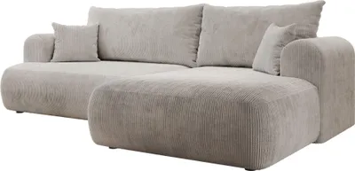 Obrázek produktu pro Selsey Ovo Cord - Rohová pohovka s funkcí spaní, lůžková skříň, manšestrová tkanina, pravá, šedobéžová