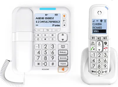 Image de Combo Téléphone Sans Fil et Filaire Alcatel XL785 Voice Blanc - Grandes Touches XL, Audio Boost +25dB, Répondeur 30 min, Blocage d’Appels