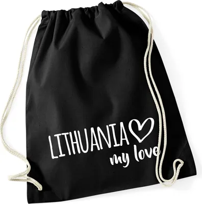 Produktbild von Huuraa Turnbeutel Lithuania my love 12 Liter Black Baumwolle Rucksack Geschenkidee