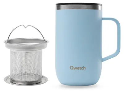 Isolierbecher 470 ml mit Teesieb, Edelstahl, pastellblau