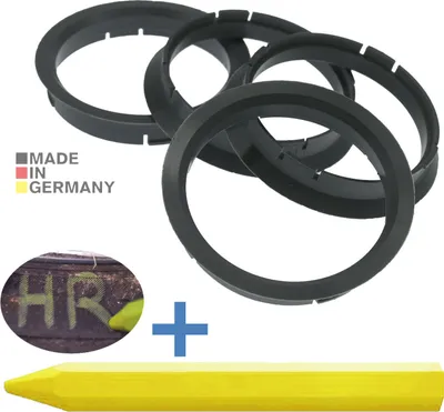Produktbild von 4X Zentrierringe 72,5 x 66,1 mm Grau Felgen Ringe + 1x Reifen Kreide Fett Stift