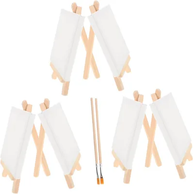 Productafbeelding van Mini Canvas Set - Schilder Canvas Houten Ezel - Creatief Schilderen - Compact Houten Frame - 10x10cm - Diverse kleuren