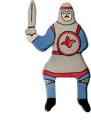 Image de Holztiger 80255 Chevalier bleu avec épée, à cheval (sans cheval), bleu/gris/rouge
