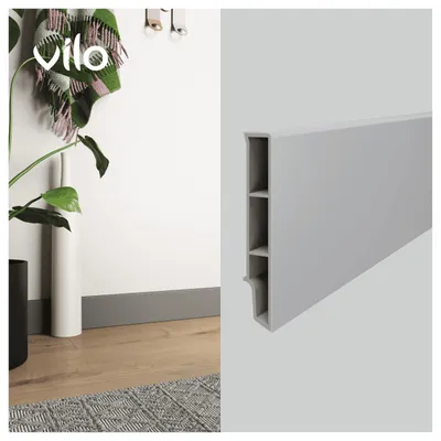 Produktbild von VILO Sockelleiste SEMPLA – moderne PVC Fußleiste - Wasserfest und Stöße - Länge 2.4m - Weiß
