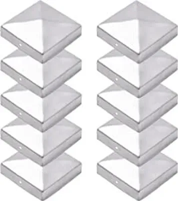 Produktbild von TRIBECCO® 10 Pfostenkappen 7x7 cm - 70x70 mm, Zaunpfosten Kappen für Holzpfosten, Abdeckkappen für Zaunpfosten, Zaunpfosten verzinkt, Pyramiden Form - Pfostenabdeckung 7x7