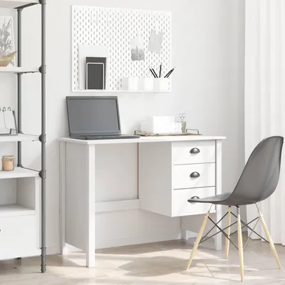 Image de Maison Exclusive - Bureau à tiroirs HILL Blanc 100 x 45 x 74 cm