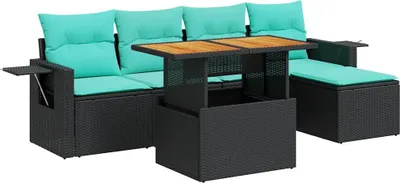Immagine prodotto di vidaXL Set di divani da giardino a 6 pezzi con cuscini in rattan nero