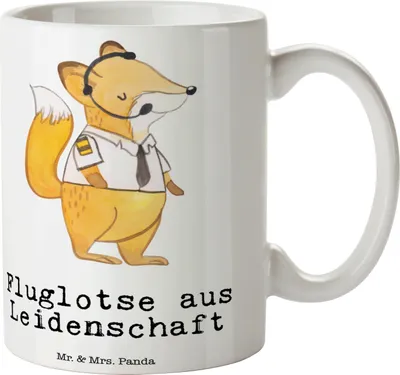 Produktbild von Mr. & Mrs. Panda Pott Fluglotse Leidenschaft - Weiß - Geschenk, Ausbildung, kaffeebecher keramik, Teepott, Lustig, Beruf, Spruch, Kaffeetasse, Tasse