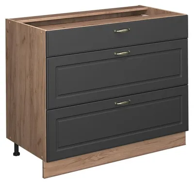 Image de Meuble cuisine Vicco Fame-Line Anthrazit-Gold Landhaus/Chêne de force doré 100cm sans PT, Model 61631