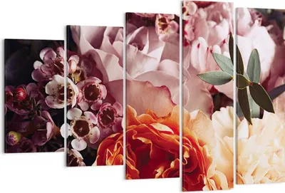 Produktbild von Bild auf Leinwand - Leinwandbild - 5 Teile - Blumen Getreide Rosen - 150x100cm - Wand Bild - Wanddeko - Wandbilder - Leinwanddruck - Bilder - Wanddekoration - Leinwand bilder - EG150x100-4692