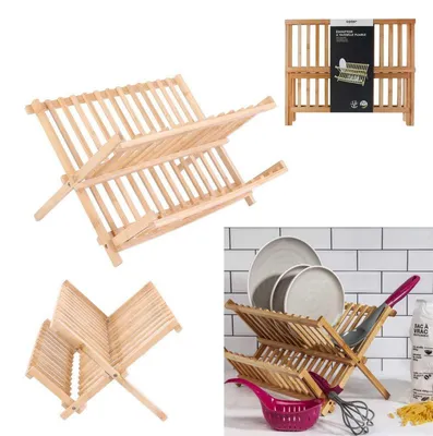 Image de Egouttoir à vaisselle 12 assiettes - Bambou - Beige