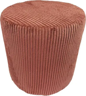 Produktbild von Cord-Hocker POSO 40x40 cm gepolstert rund – weiches Sitzkissen oder Fußhocker für Wohnzimmer – Dunkelrosa