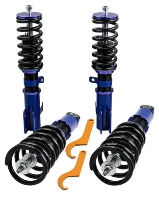 Produktbild von Coilover Fahrwerk für Toyota Corolla 2003-2008 - Höhenverstellbares Gewindefahrwerk Set - Öldruck Stoßdämpfer - 4-teiliges Sportfahrwerk - Blau