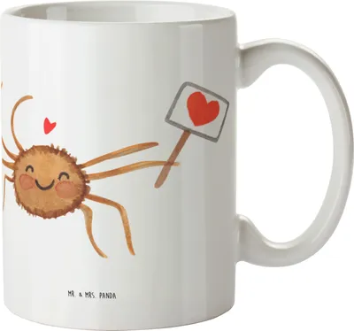 Produktbild von Mr. & Mrs. Panda Plastikbecher Spinne Agathe Motivation - Weiß - Geschenk, Pott, Trinklernbecher, Glück, Kindertasse, Camping Tasse, Haferl, Vertrauen, Liebe, Dankeschön