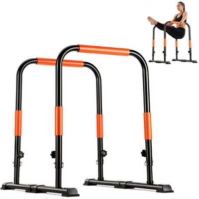 Produktbild von Dip Barren höhenverstellbar 78–98 cm, 3 Höhenstufen, Parallel Bars mit Schaumstoffgriffen, Dip Station für Krafttraining Zuhause