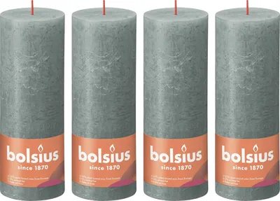 Produktbild von 4er-Set Stumpenkerze - Höhe 19 cm - Durchmesser 6,8 cm - Rustik - Eukalyptus