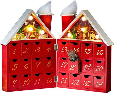 Produktbild von Befüllbarer LED Musik Adventskalender Holz Krippenszene Weihnachtskalender Advents Kalender Weihnachtsdeko