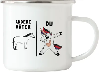 Produktbild von Andere Väter Du Emaille Tasse bester Vater Papa Einhorn Lustig Geburtstag Vatertag Sohn Tochter Geschenk