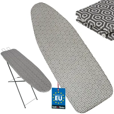 Obrázek produktu pro KOTARBAU® Potah na žehlicí prkno 120 x 42 cm, tepelně odrazivý, potah na standardní žehlicí prkno a parní žehlicí stanici, bavlna + filc, šedé pětiúhelníky
