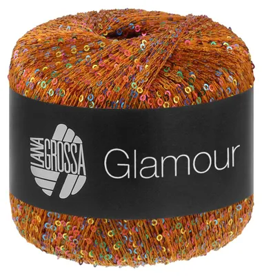 Produktbild von Lana Grossa GLAMOUR 25 g Beilaufgarn mit Pailletten für funkelnde Akzente 115 m Farbe 104 - Orangebraun