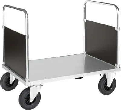 Produktbild von Kongamek Plattformwagen, verzinkt 1200x800x900mm mit Ladefläche, 2 Seitenwänden und Gummibereifung ohne Bremse