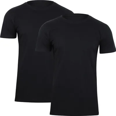 Produktbild von Paolo Renzo Rundhals Basic T-Shirt O-Neck 2 Stück - 100% Baumwolle - Größe XXL - Schwarz