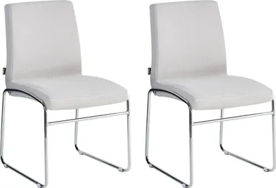 Produktbild von BELIANI Esszimmerstuhl 2er Set Hellgrau aus Stoff Gepolstert ohne Armlehnen mit Metallgestell Modernes Design Polsterstuhl für Esszimmer Küche