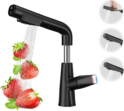 Produktbild von Küchenarmatur 360° drehbar schwarz Hochdruck