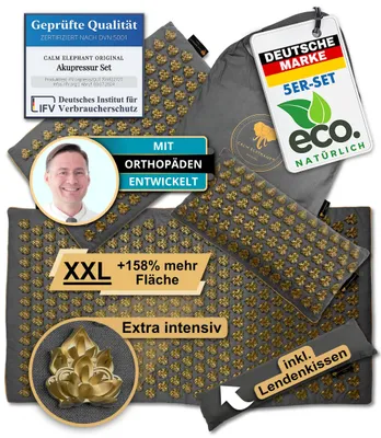 Produktbild von Akupressurmatte XXL BIG SIZE, INTENSIV für Fortgeschrittene - MANDALA PRO XXL Premium Set (+158% mehr Fläche & extra spitze Spitz)
