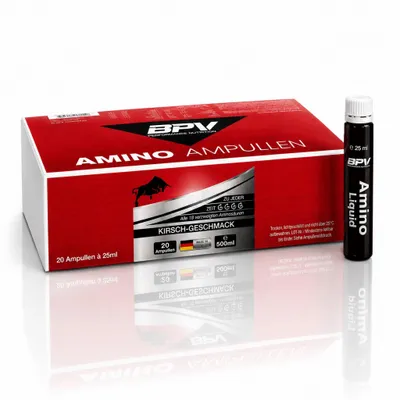 Produktbild von BPV® Amino Liquid Ampullen (20 x 25 ml) - Geschmack Kirsche - Flüssige Aminosäuren, BCAA, EAA - für leichte und schnelle Aufnahme.