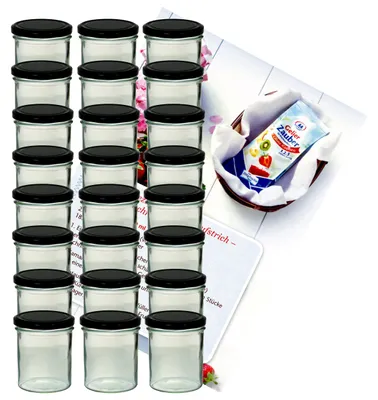 Produktbild von 24er Set Sturzglas 350 ml Marmeladenglas Einmachglas Einweckglas To 82 schwarzer Deckel
